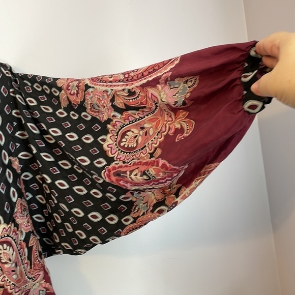 Lucky Brand 100% Silk Paisley Balloon Sleeve Button Front Shirt size M - Picture 11 of 17